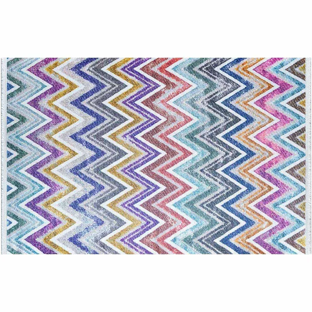 Celeste Multicolour Rug - White, Cotton