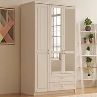Charlotte 3 Door 2 Drawer Wardrobe with Mirror - White