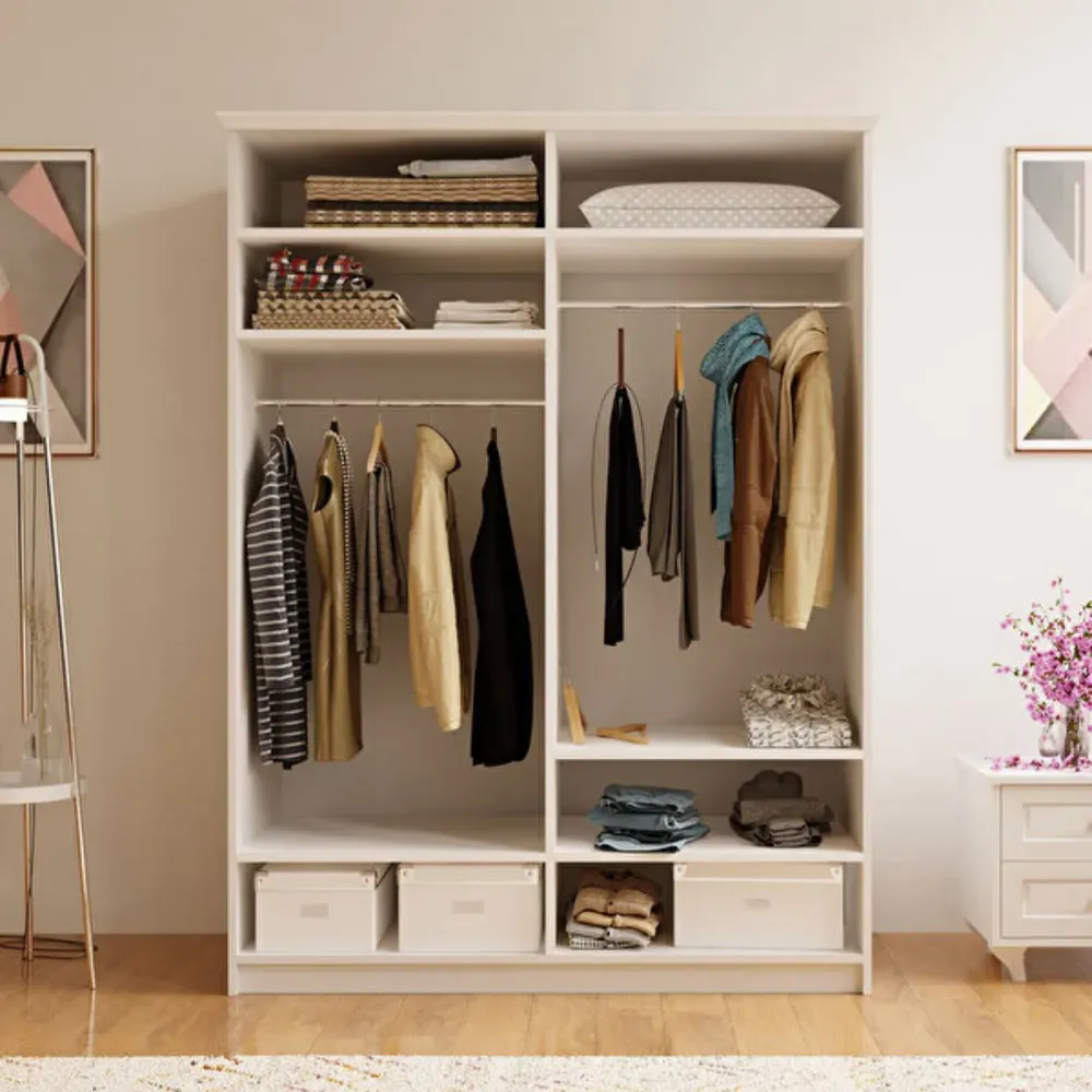Charlotte 4 Door Wardrobe with Mirror - White