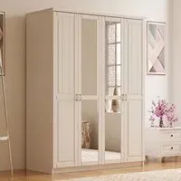 Charlotte 4 Door Wardrobe with Mirror - White