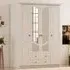 CHLOE 4 Door Mirrored Wardrobe with Storage - White