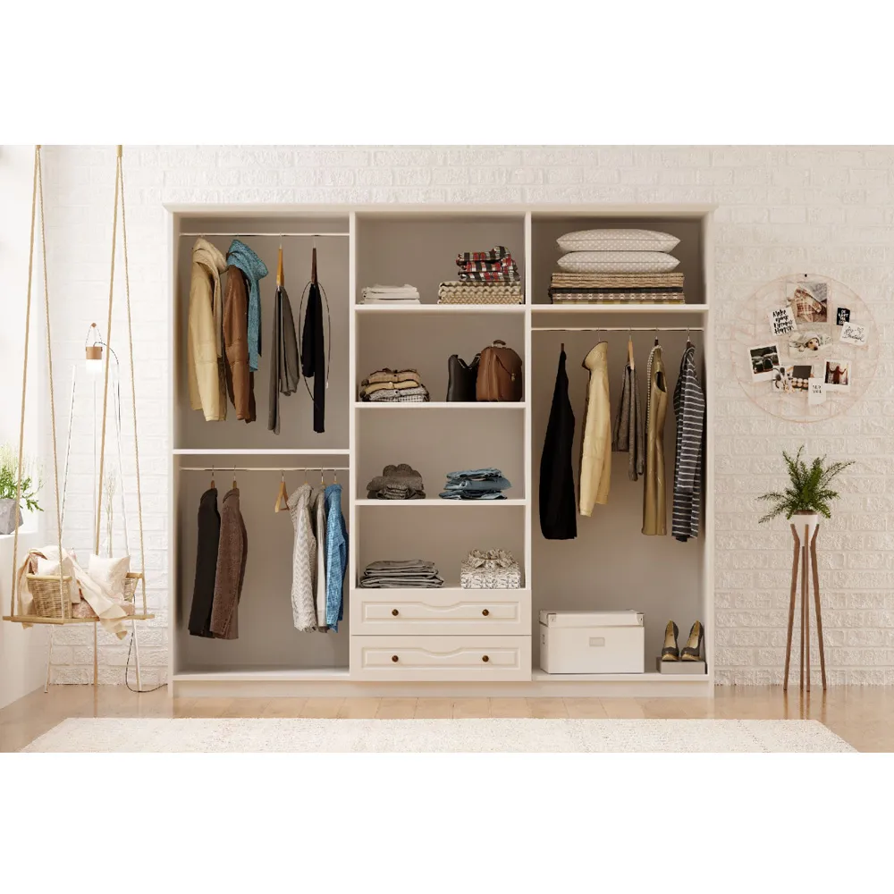 CHLOE 6 Door Mirrored Wardrobe with Storage - White