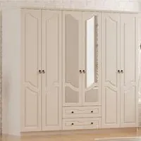 CHLOE 6 Door Mirrored Wardrobe with Storage - White