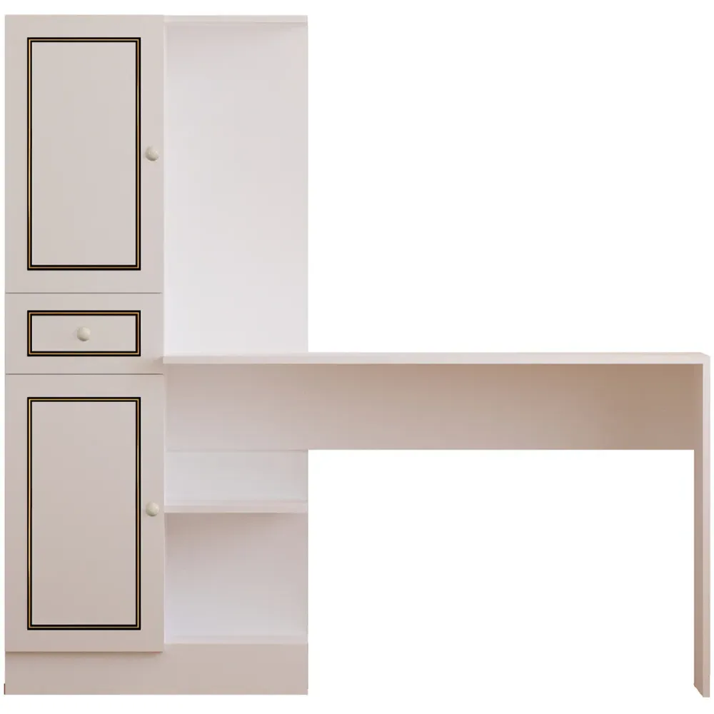 CLEMENT 2 Door Single Drawer Home Office Desk - White