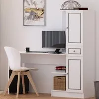 CLEMENT 2 Door Single Drawer Home Office Desk - White