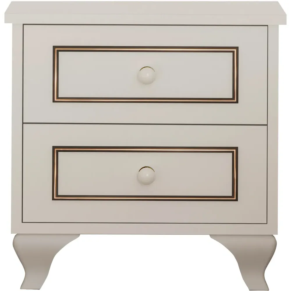CLEMENT 2 Drawer Bedside Table - White