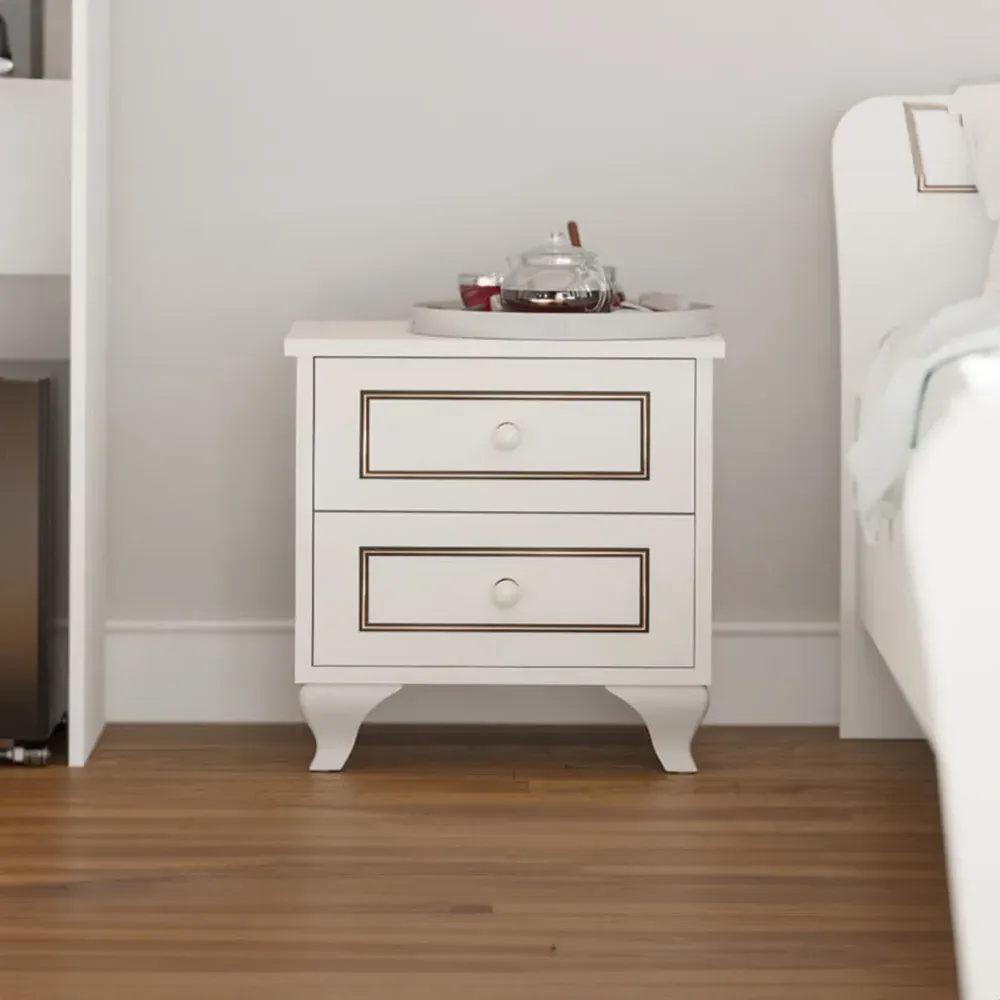 CLEMENT 2 Drawer Bedside Table - White