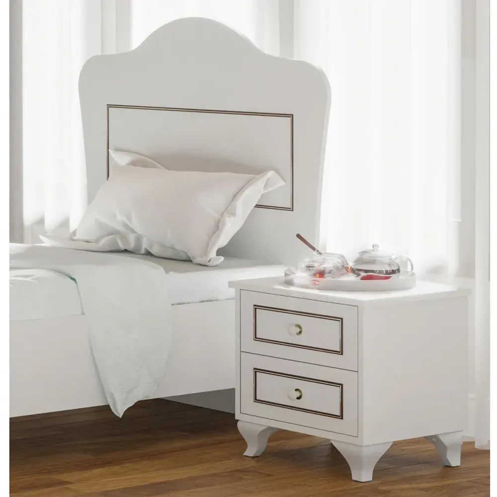 CLEMENT 2 Drawer Bedside Table - White
