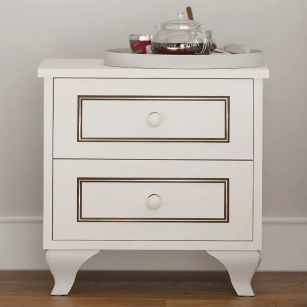 CLEMENT 2 Drawer Bedside Table - White image