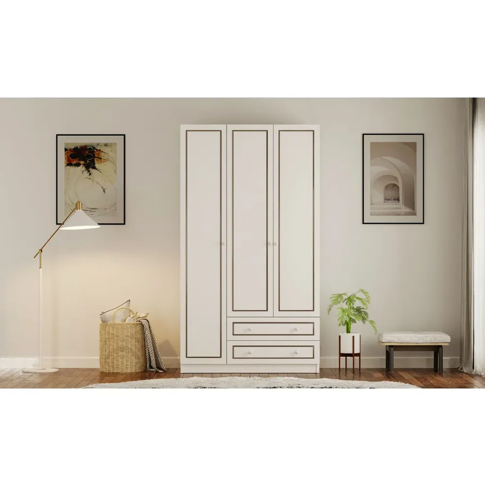CLEMENT 3 Door Wardrobe with Storage - White