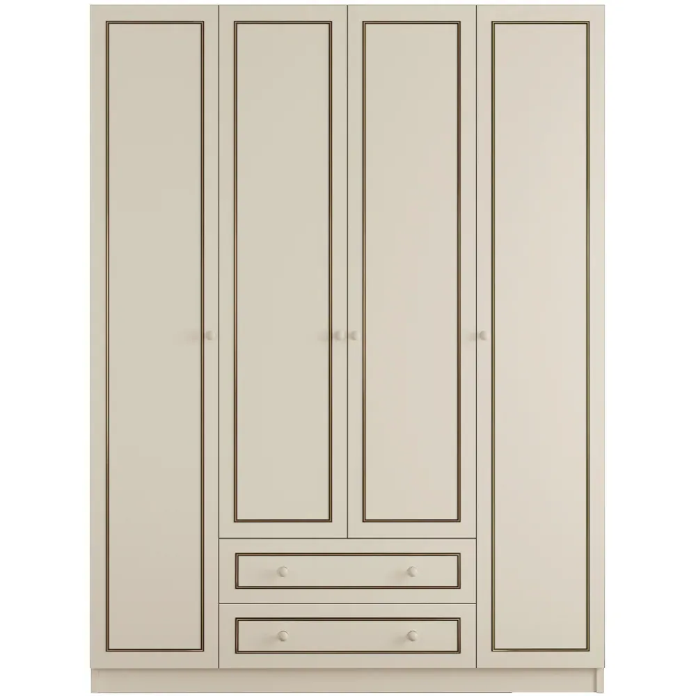 CLEMENT 4 Door Wardrobe with Storage - White