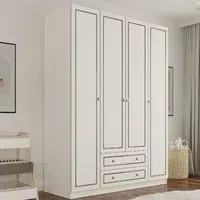 CLEMENT 4 Door Wardrobe with Storage - White
