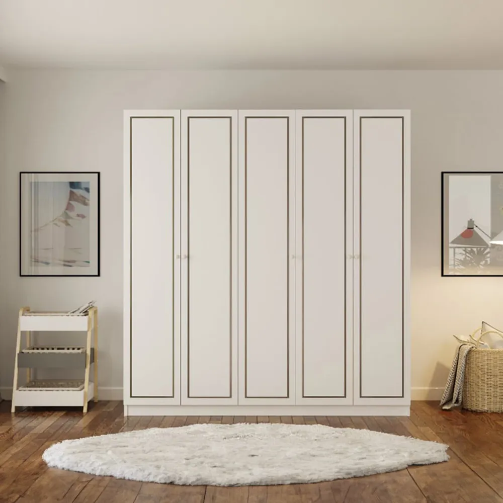 CLEMENT 5 Door Wardrobe - White