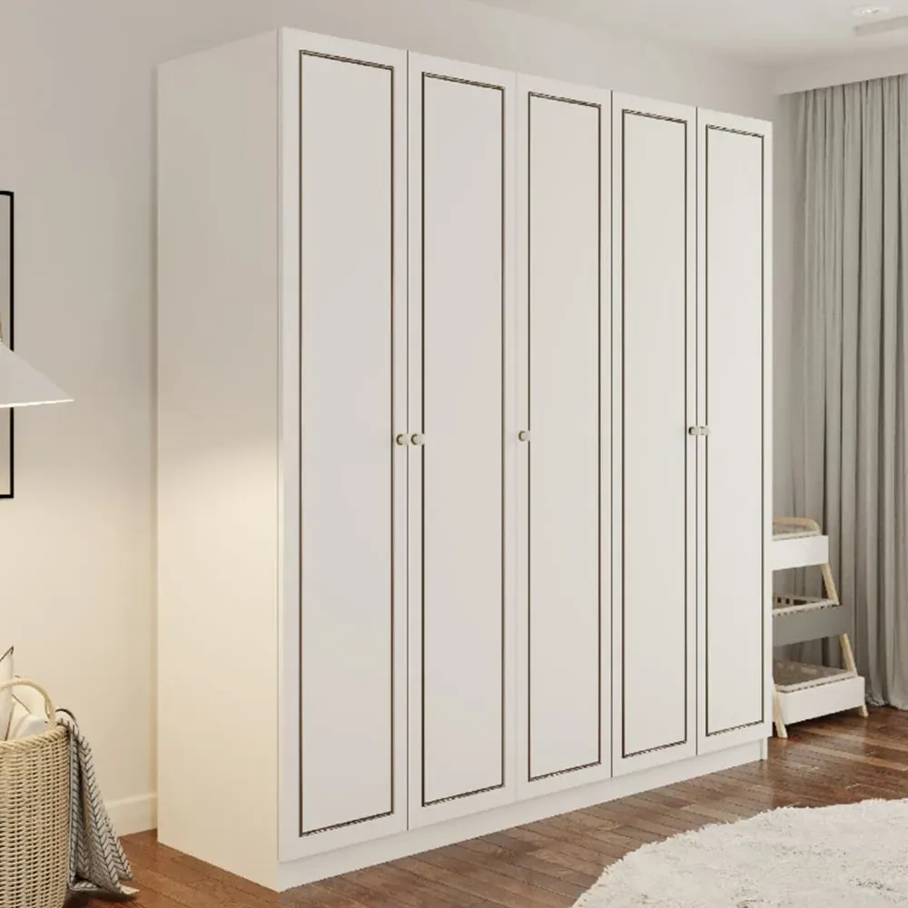 CLEMENT 5 Door Wardrobe - White