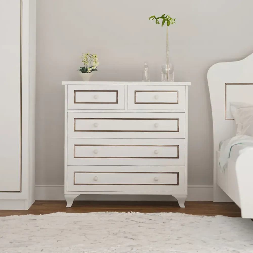 CLEMENT 5 Drawer Chest of Drawers - White