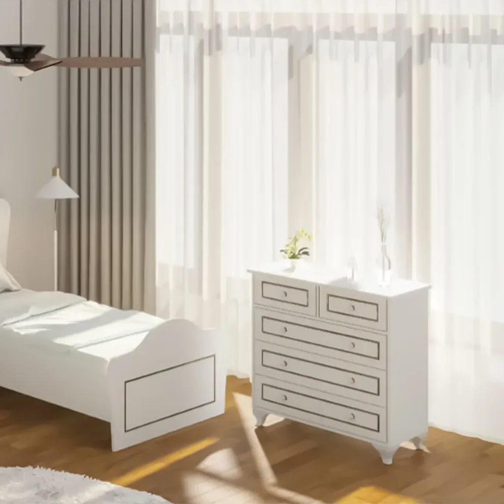 CLEMENT 5 Drawer Chest of Drawers - White