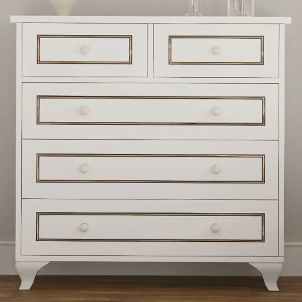 CLEMENT 5 Drawer Chest of Drawers - White