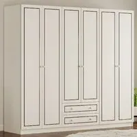CLEMENT 6 Door Wardrobe with Storage - White