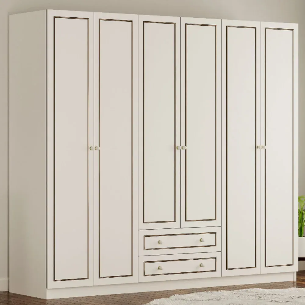 CLEMENT 6 Door Wardrobe with Storage - White