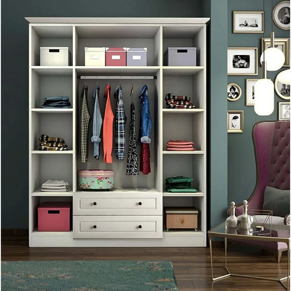 Combe 4 Door 2 Drawer Mirror Wardrobe - White