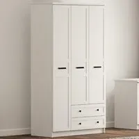DAISY 3-Door Wardrobe with Drawers - White, MDF