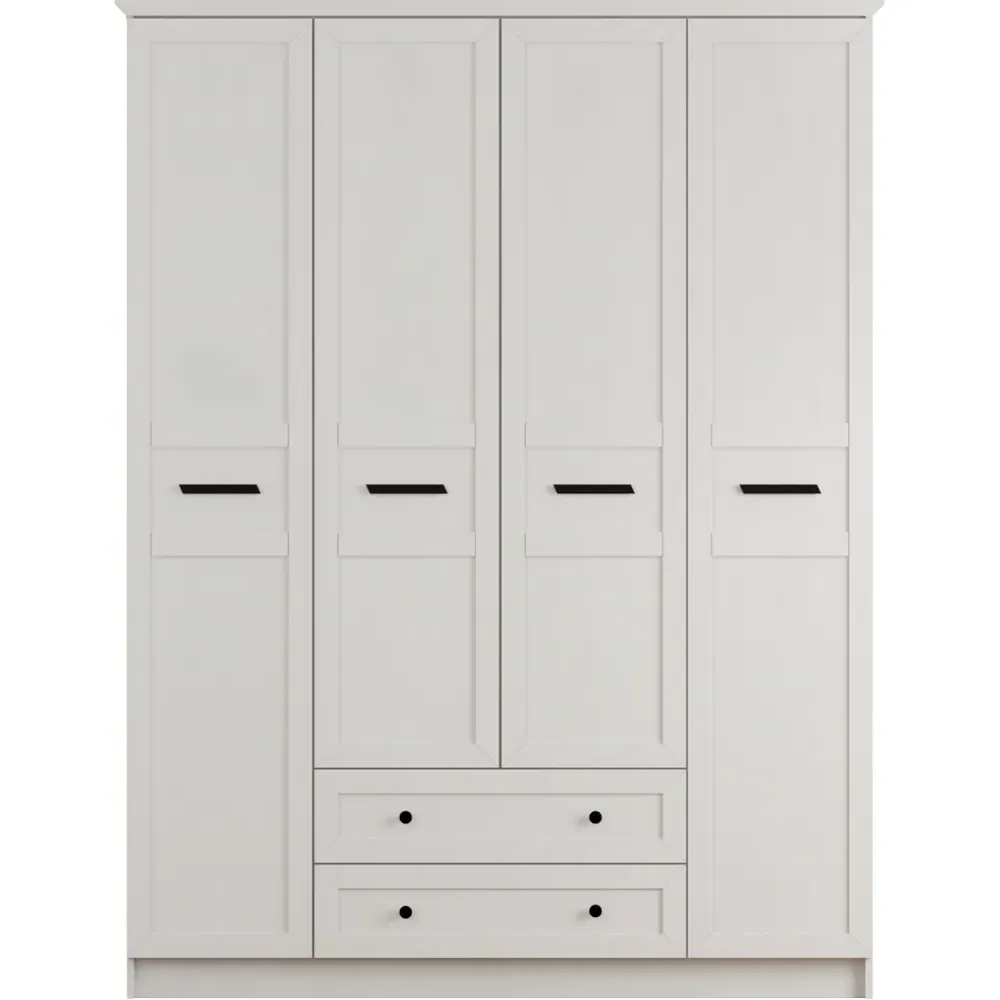 DAISY 4-Door Wardrobe with Drawers - White, MDF