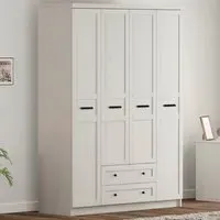 DAISY 4-Door Wardrobe with Drawers - White, MDF