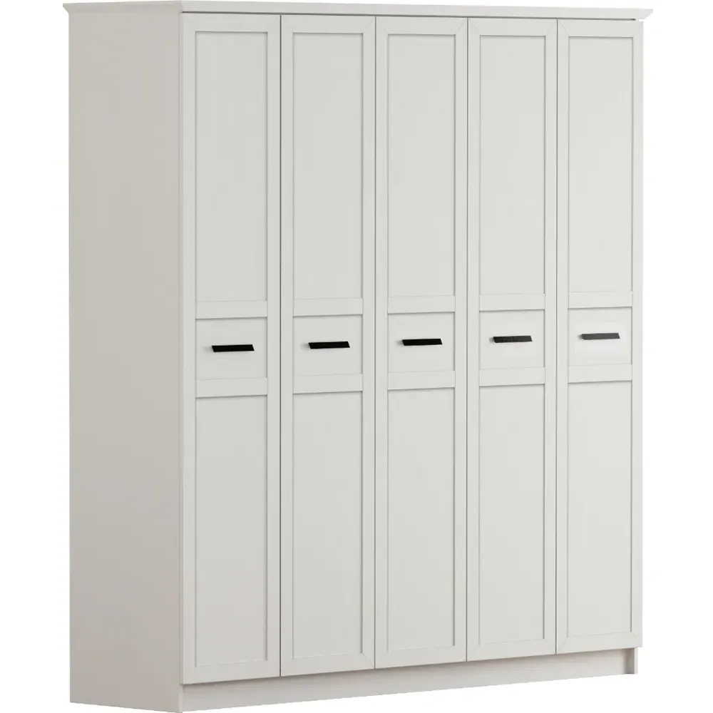 DAISY 5-Door Wardrobe - White, MDF
