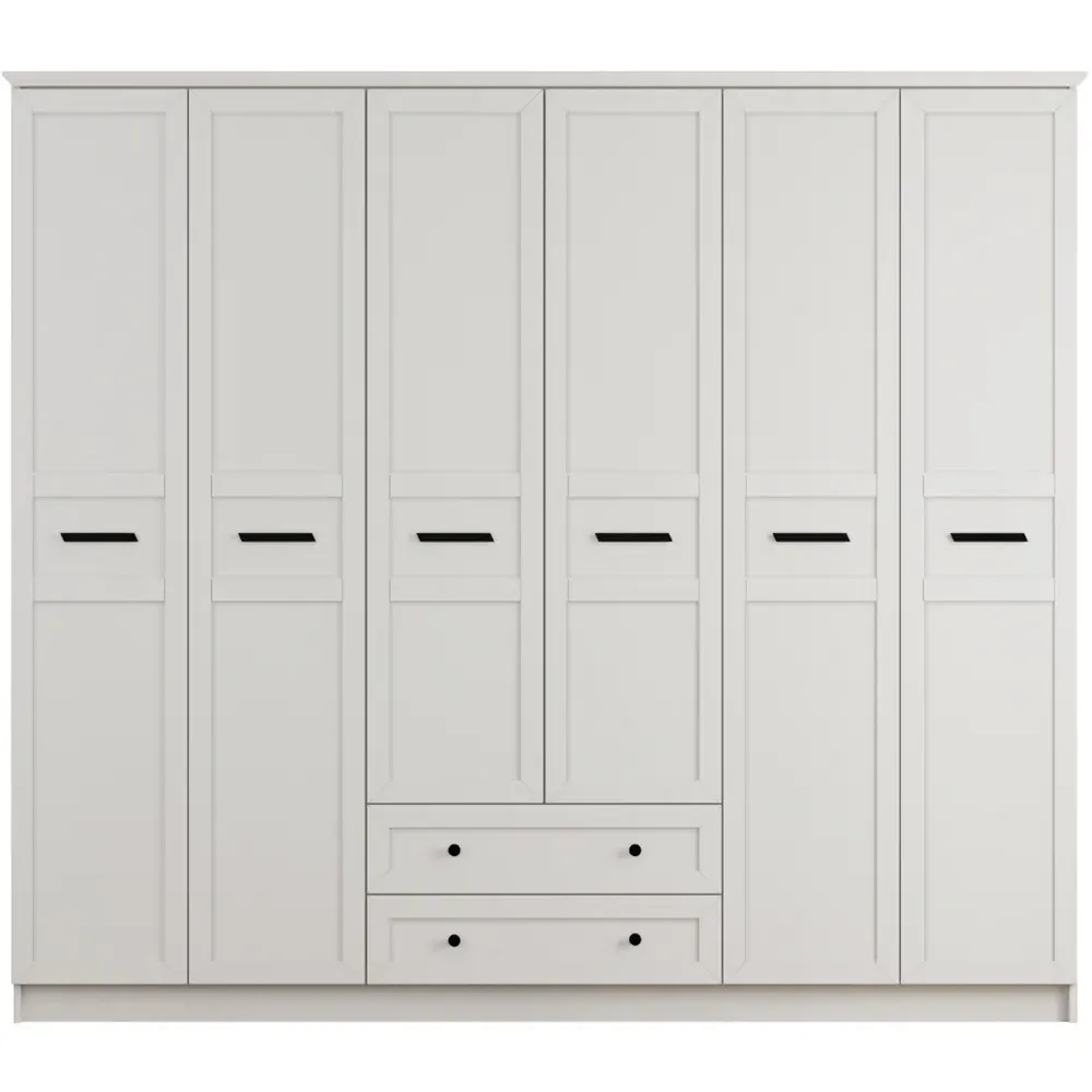 DAISY 6-Door Wardrobe with Drawers - White, MDF