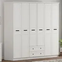 DAISY 6-Door Wardrobe with Drawers - White, MDF