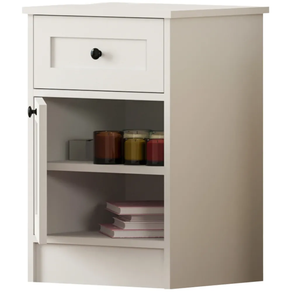DAISY Single Door Single Drawer Bedside Table - White
