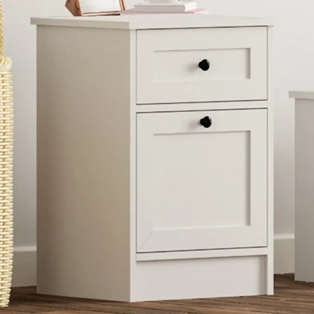 DAISY Single Door Single Drawer Bedside Table - White image