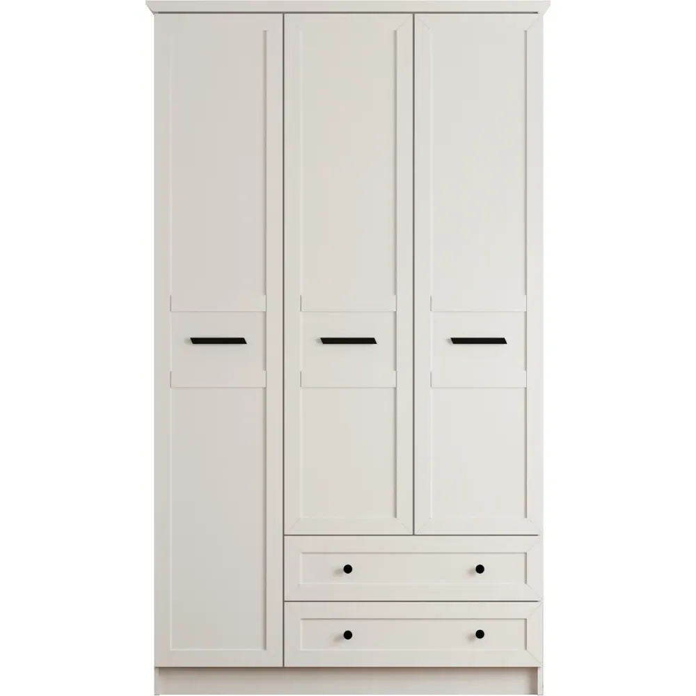 DAISY XL 3-Door Wardrobe with Drawers - White, MDF