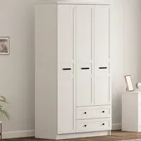 DAISY XL 3-Door Wardrobe with Drawers - White, MDF