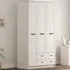 DAISY XL 3-Door Wardrobe with Drawers - White, MDF