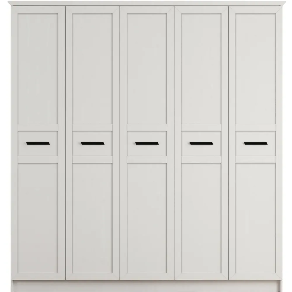 DAISY XL 5-Door Wardrobe - White, MDF