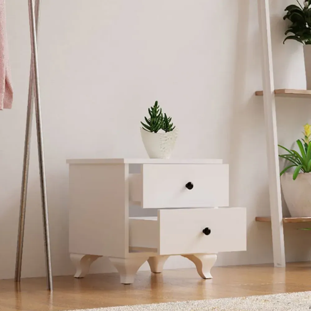 ECU 2 Drawer Bedside Table - White