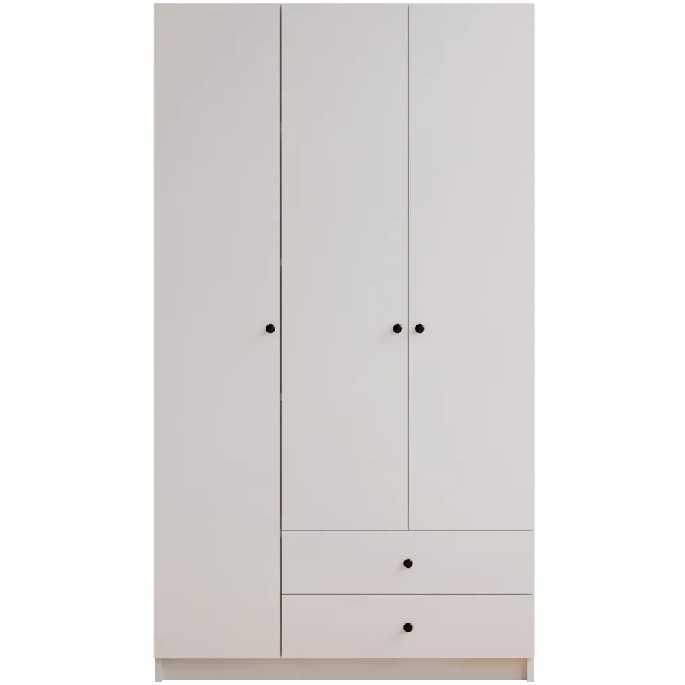 ECU 3 Door 2 Drawer Wardrobe - White