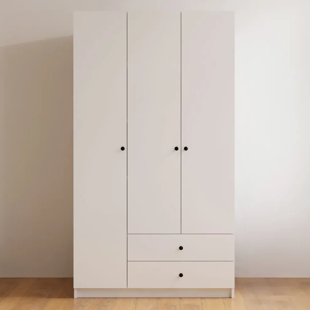 ECU 3 Door 2 Drawer Wardrobe - White