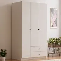 ECU 3 Door 2 Drawer Wardrobe - White