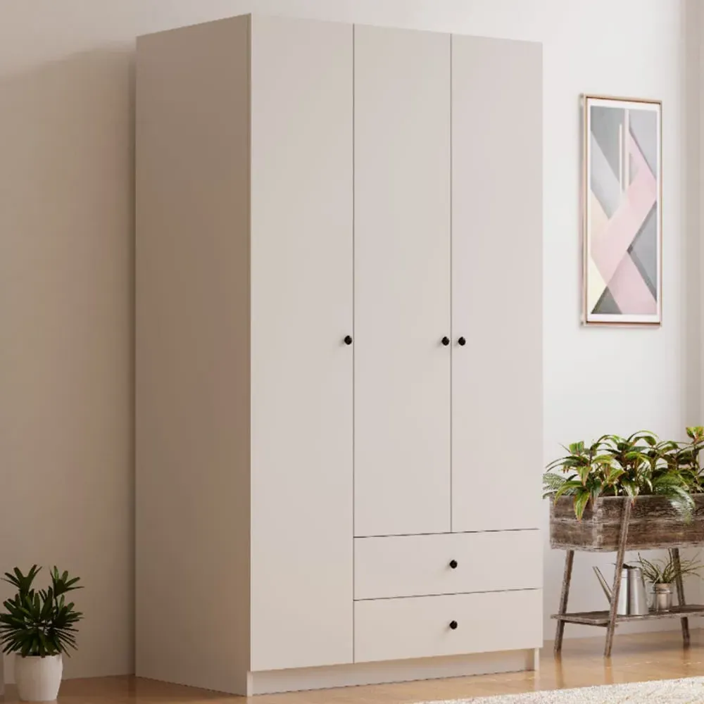 ECU 3 Door 2 Drawer Wardrobe - White