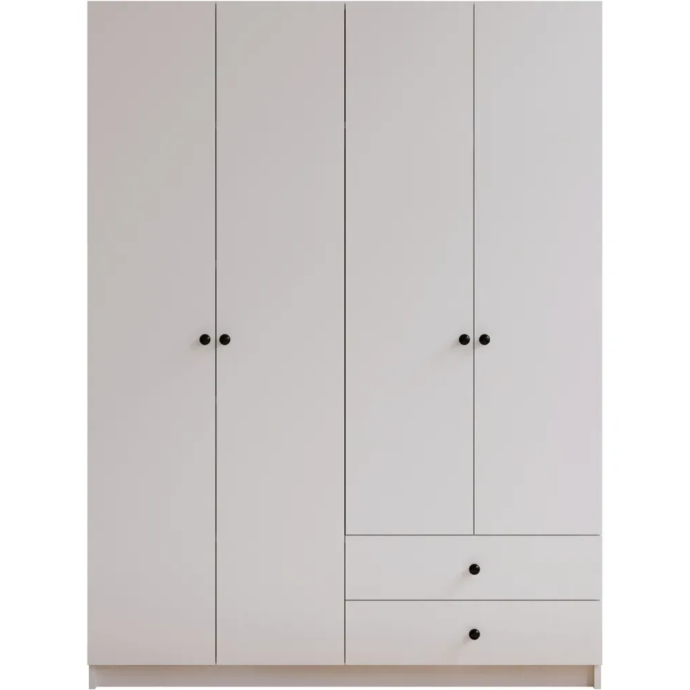 ECU 4 Door 2 Drawer Wardrobe - White