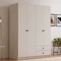 ECU 4 Door 2 Drawer Wardrobe - White
