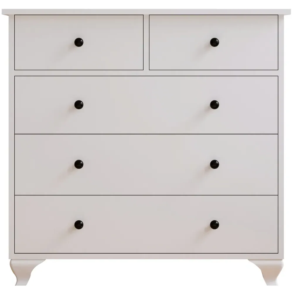 ECU 5 Drawer Chest of Drawers - White