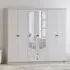 ECU 6 Door 2 Drawer Mirrored Wardrobe - White