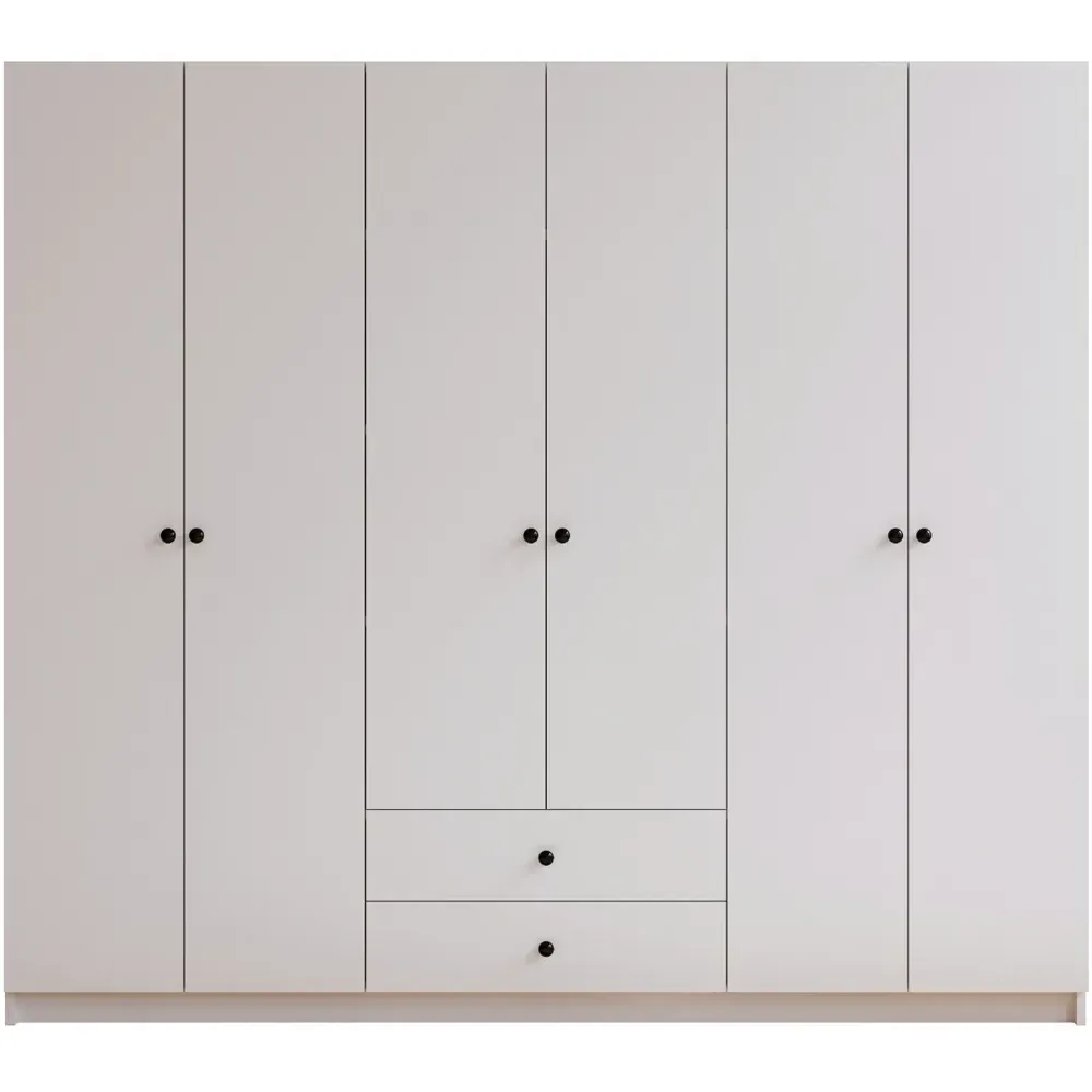 ECU 6 Door 2 Drawer Wardrobe - White