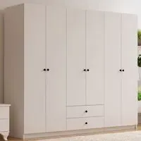 ECU 6 Door 2 Drawer Wardrobe - White