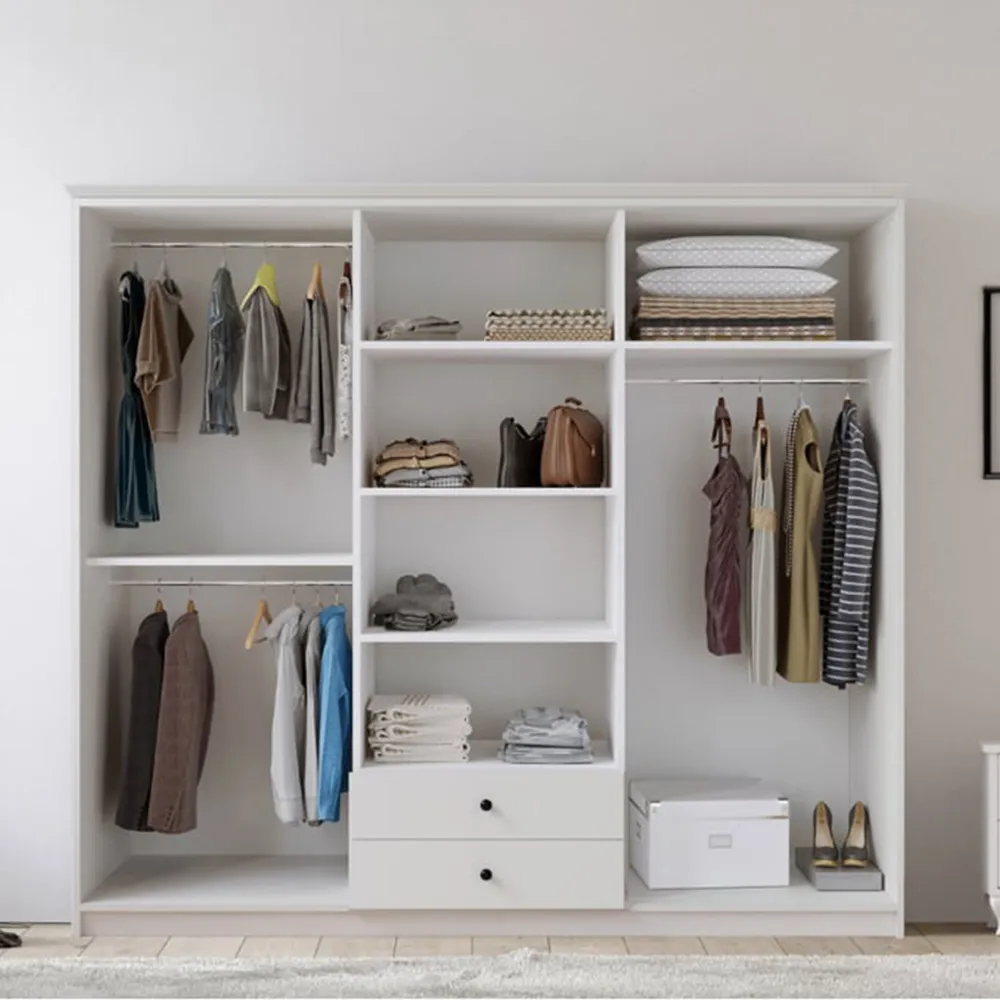 ECU 6 Door 2 Drawer XL Mirror Wardrobe - White