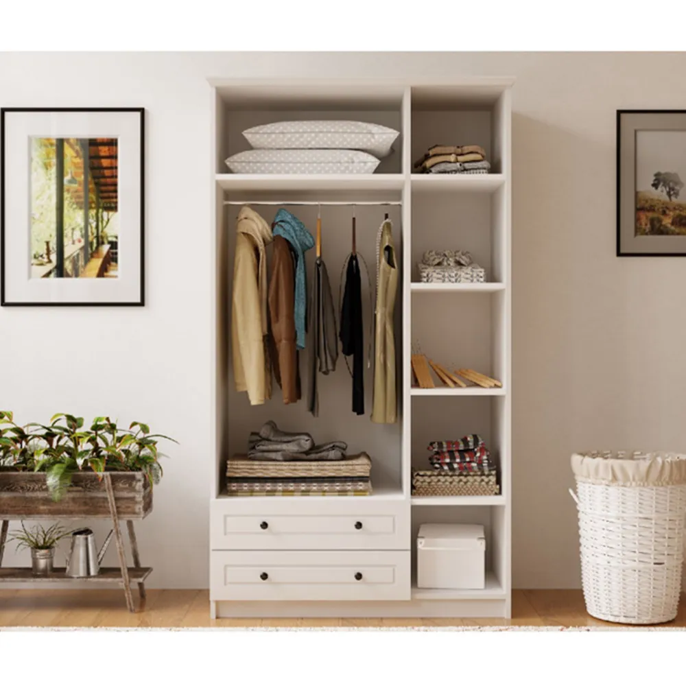 Elise 3 Door 2 Drawer Mirrored Wardrobe - White