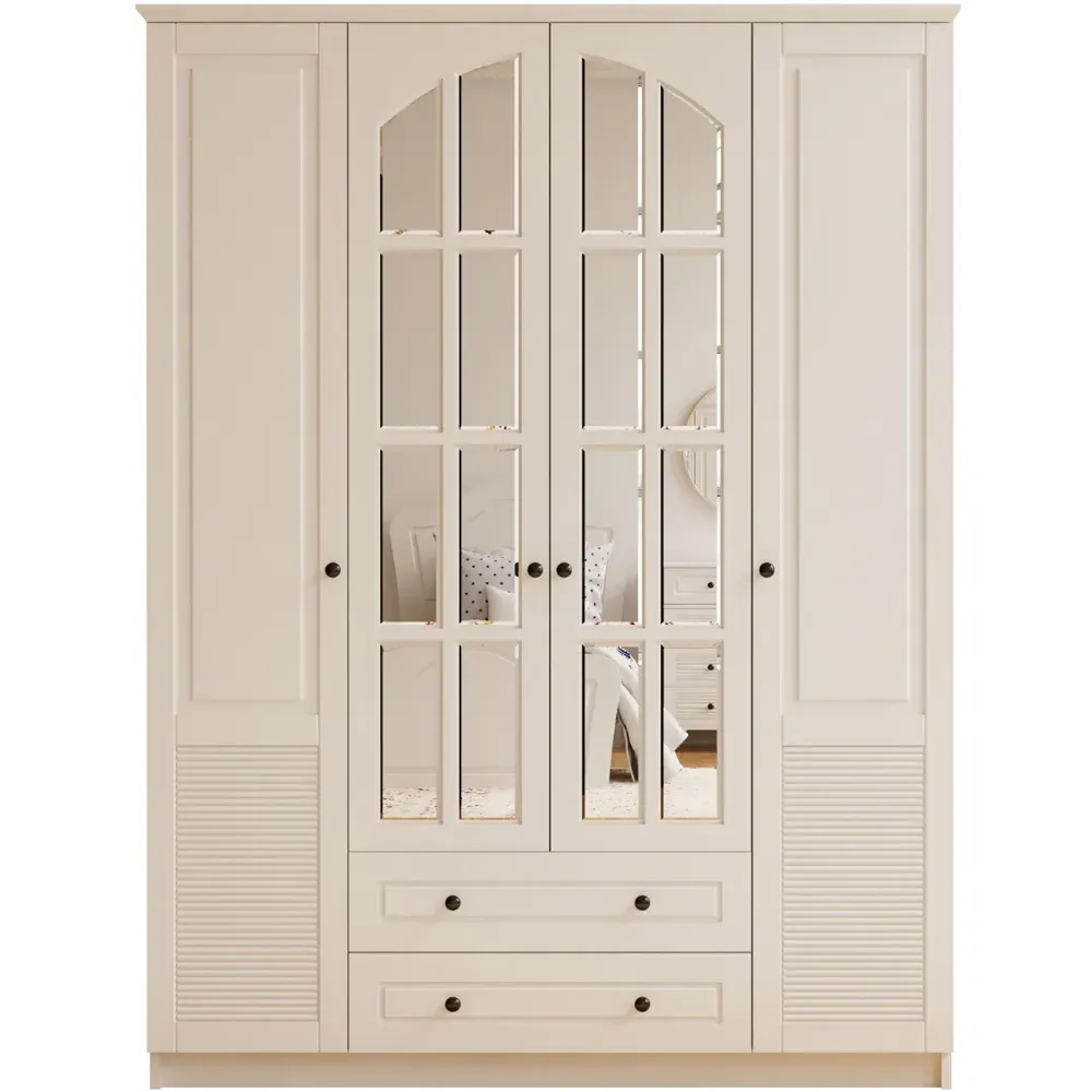 Elise 4 Door 2 Drawer Mirror Wardrobe - White